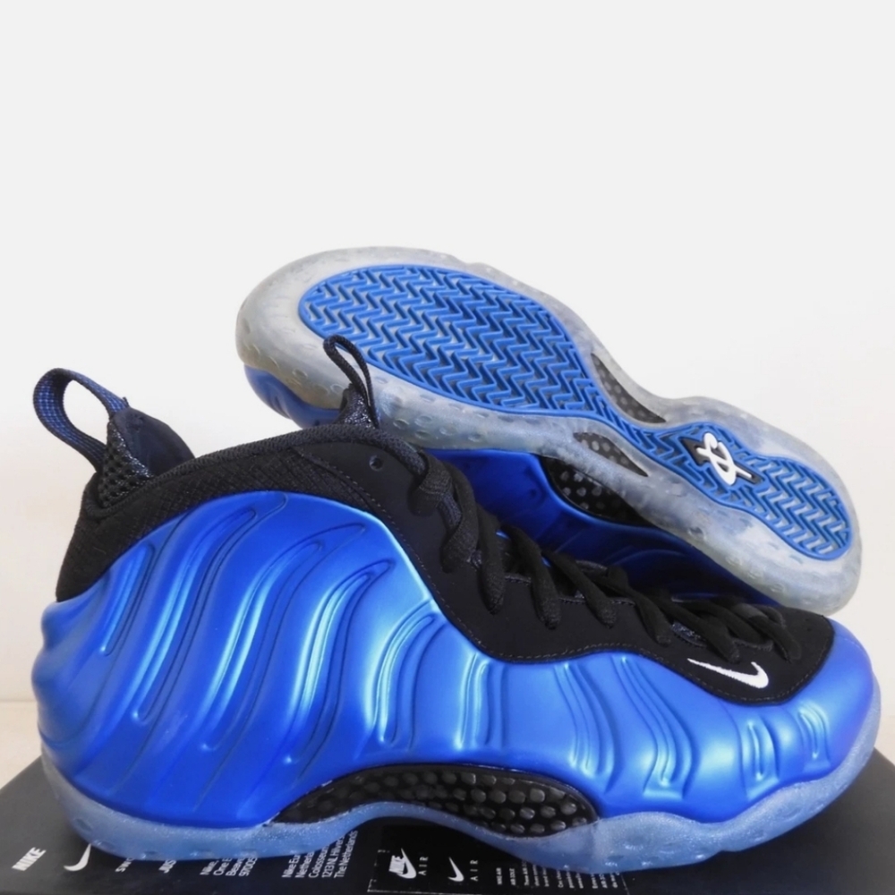 NWT Nike Men's Blue and Black Foamposite 1 Sneakers - Picture 2 of 9